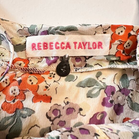 Vintage Rebecca Taylor Floral Silk Peplum Ruffle Front Cami Y2K Size 4 - Picture 3 of 10